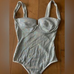 Sparkling Rainbow Shimmer Bodysuit Club Festival Rave Small